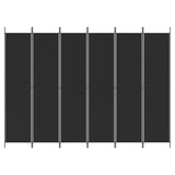 6-Panel Room Divider Black 300x220 cm Fabric