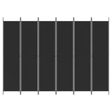 6-Panel Room Divider Black 300x220 cm Fabric - Side View