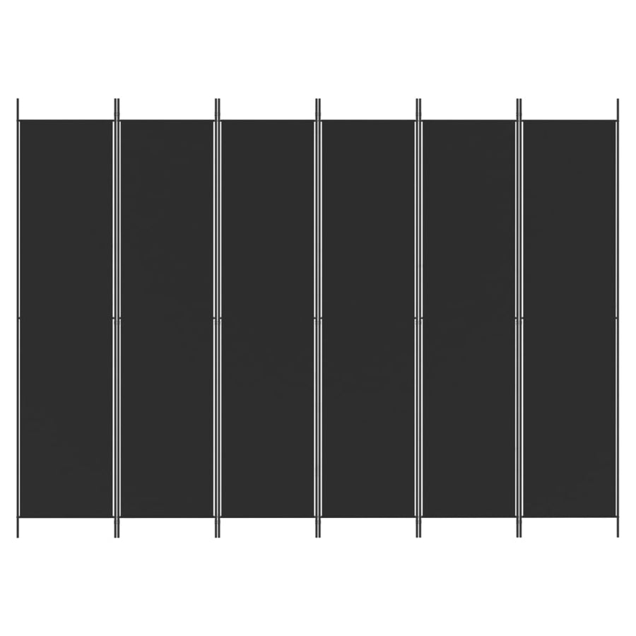 6-Panel Room Divider Black 300x220 cm Fabric
