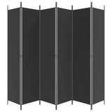 6-Panel Room Divider Black 300x220 cm Fabric