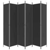 6-Panel Room Divider Black 300x220 cm Fabric - Top-Down View