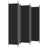 6-Panel Room Divider Black 300x220 cm Fabric - 45-Degree Angle
