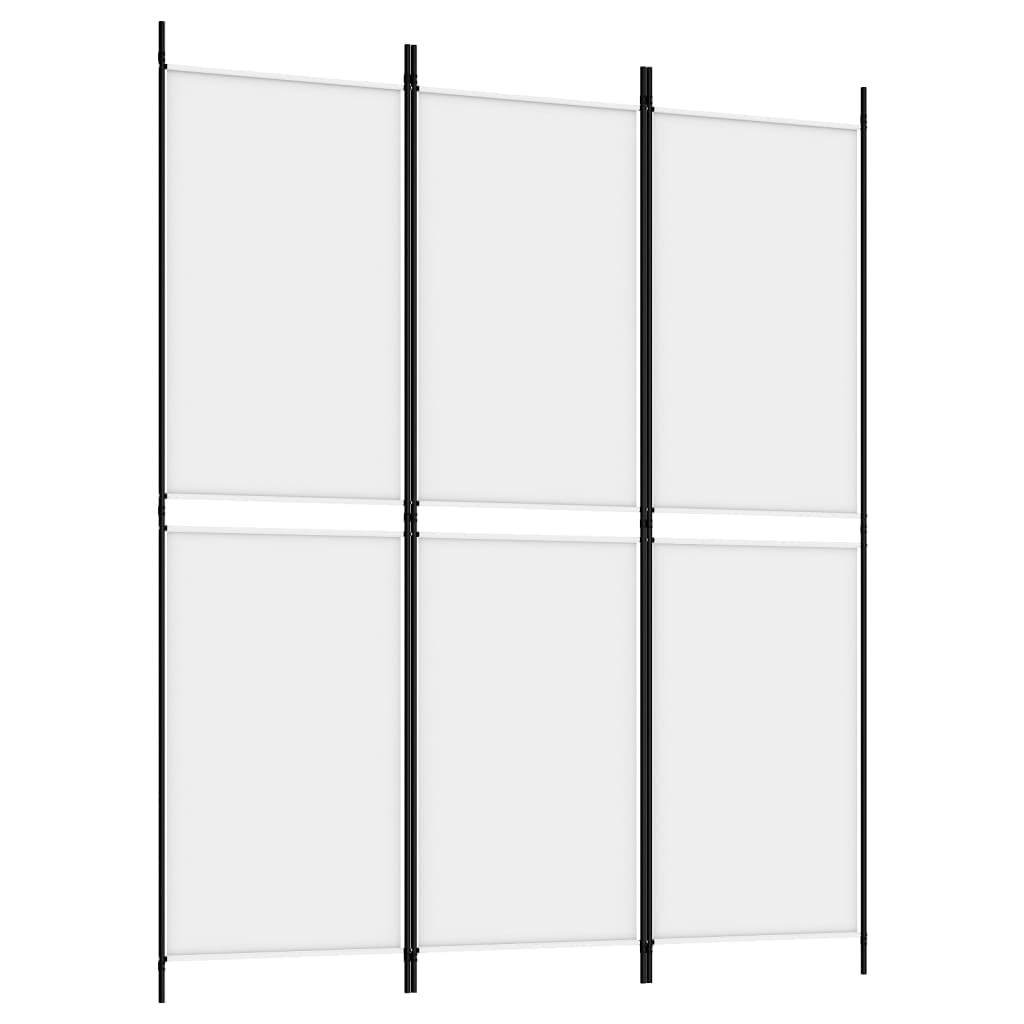 3-Panel Room Divider White 150x180 cm Fabric