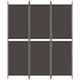 3-Panel Room Divider Brown 150x180 cm Fabric - Side View