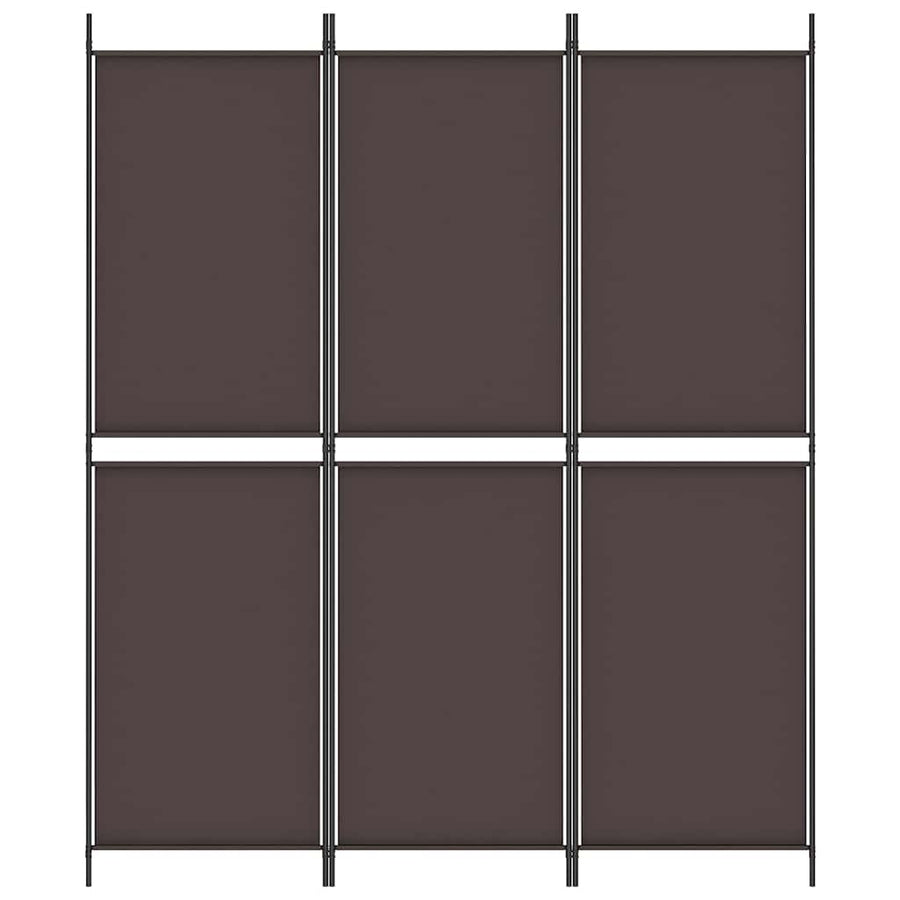 3-Panel Room Divider Brown 150x180 cm Fabric