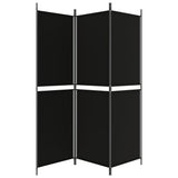 3-Panel Room Divider Black 150x180 cm Fabric - Top-Down View