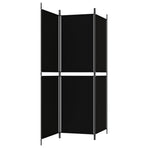 3-Panel Room Divider Black 150x180 cm Fabric