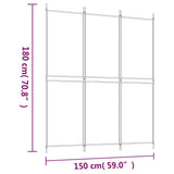3-Panel Room Divider Black 150x180 cm Fabric - Low Angle