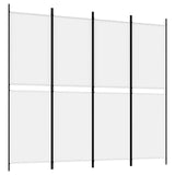 4-Panel Room Divider White 200x180 cm Fabric
