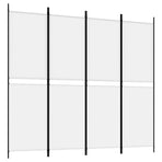 4-Panel Room Divider White 200x180 cm Fabric