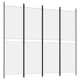 4-Panel Room Divider White 200x180 cm Fabric - Front View