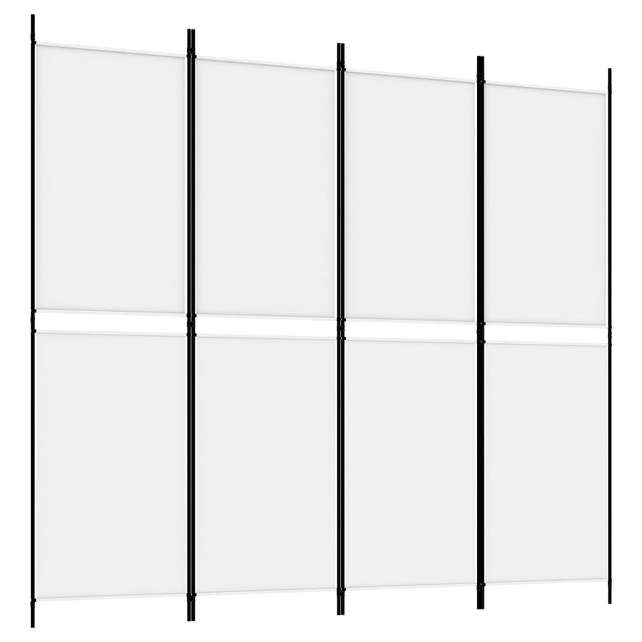 4-Panel Room Divider White 200x180 cm Fabric