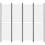 4-Panel Room Divider White 200x180 cm Fabric