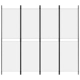 4-Panel Room Divider White 200x180 cm Fabric - Side View