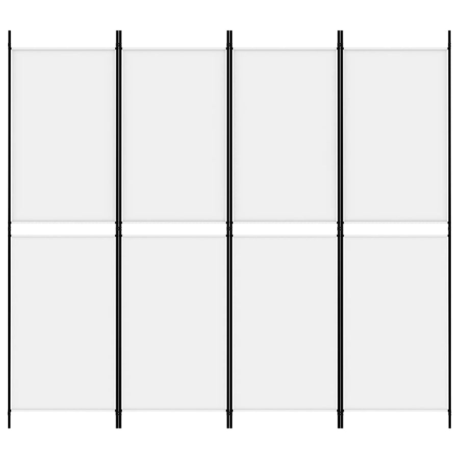 4-Panel Room Divider White 200x180 cm Fabric