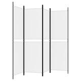 4-Panel Room Divider White 200x180 cm Fabric