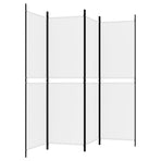 4-Panel Room Divider White 200x180 cm Fabric