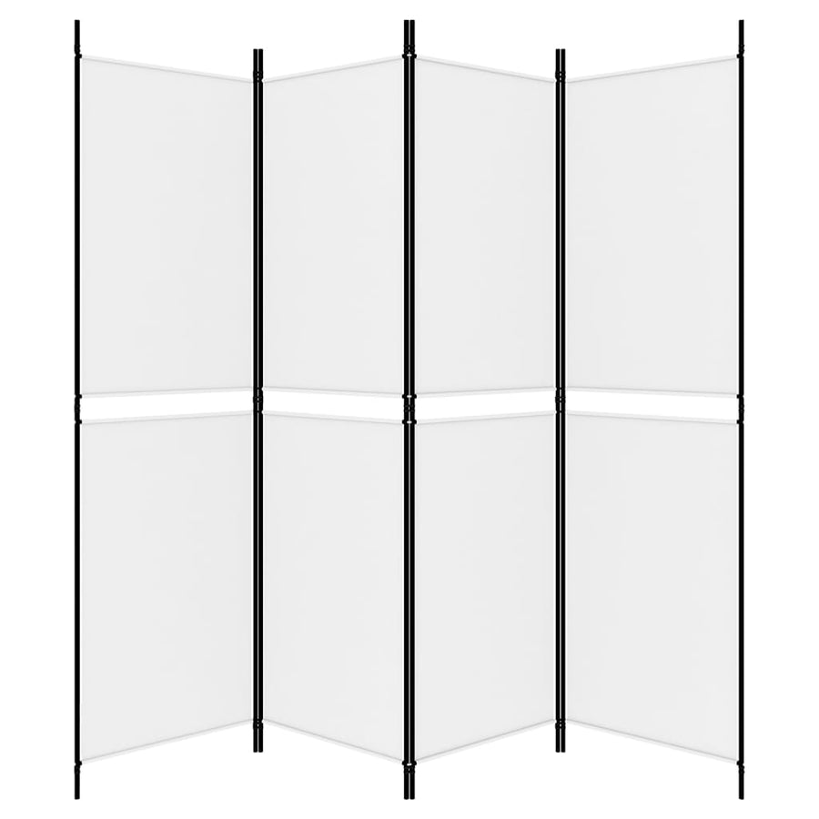 4-Panel Room Divider White 200x180 cm Fabric