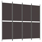 4-Panel Room Divider Brown 200x180 cm Fabric - Front View