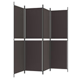 4-Panel Room Divider Brown 200x180 cm Fabric