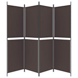 4-Panel Room Divider Brown 200x180 cm Fabric