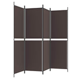 4-Panel Room Divider Brown 200x180 cm Fabric - Top-Down View