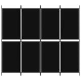 4-Panel Room Divider Black 200x180 cm Fabric