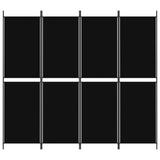4-Panel Room Divider Black 200x180 cm Fabric - Side View