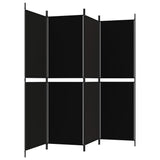 4-Panel Room Divider Black 200x180 cm Fabric