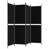 4-Panel Room Divider Black 200x180 cm Fabric - Top-Down View