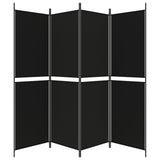 4-Panel Room Divider Black 200x180 cm Fabric