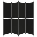 4-Panel Room Divider Black 200x180 cm Fabric - 45-Degree Angle