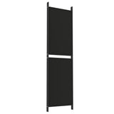 4-Panel Room Divider Black 200x180 cm Fabric - Rear View