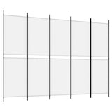 5-Panel Room Divider White 250x180 cm Fabric