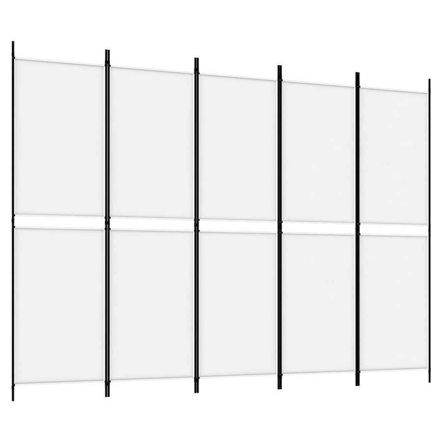5-Panel Room Divider White 250x180 cm Fabric