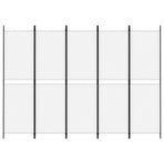 5-Panel Room Divider White 250x180 cm Fabric