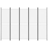 5-Panel Room Divider White 250x180 cm Fabric - Side View