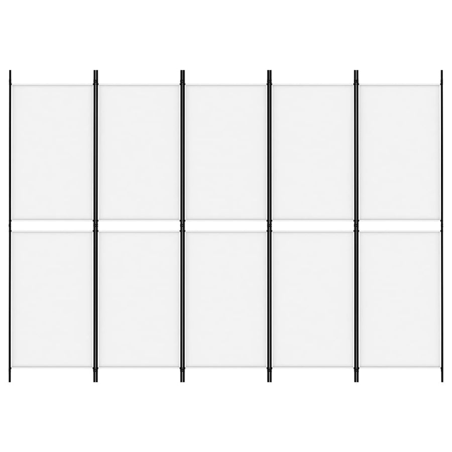 5-Panel Room Divider White 250x180 cm Fabric