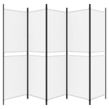 5-Panel Room Divider White 250x180 cm Fabric - Top-Down View