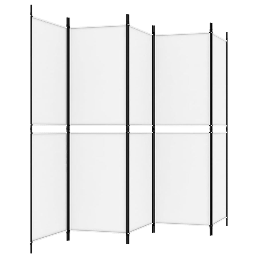5-Panel Room Divider White 250x180 cm Fabric