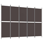 5-Panel Room Divider Brown 250x180 cm Fabric