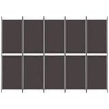 5-Panel Room Divider Brown 250x180 cm Fabric