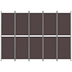 5-Panel Room Divider Brown 250x180 cm Fabric