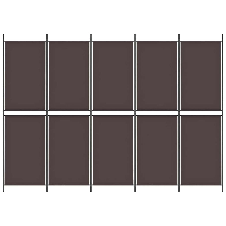 5-Panel Room Divider Brown 250x180 cm Fabric