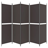 5-Panel Room Divider Brown 250x180 cm Fabric