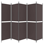 5-Panel Room Divider Brown 250x180 cm Fabric