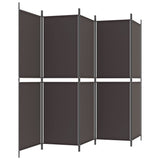 5-Panel Room Divider Brown 250x180 cm Fabric