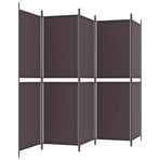 5-Panel Room Divider Brown 250x180 cm Fabric