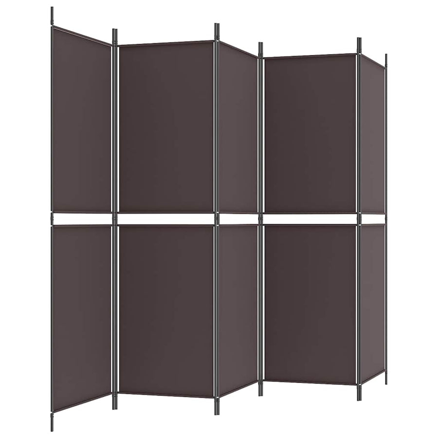 5-Panel Room Divider Brown 250x180 cm Fabric