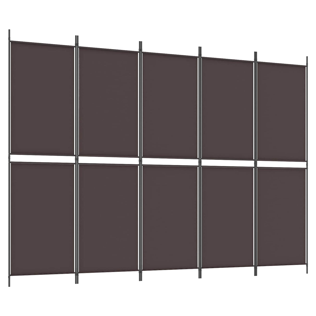 5-Panel Room Divider Brown 250x180 cm Fabric